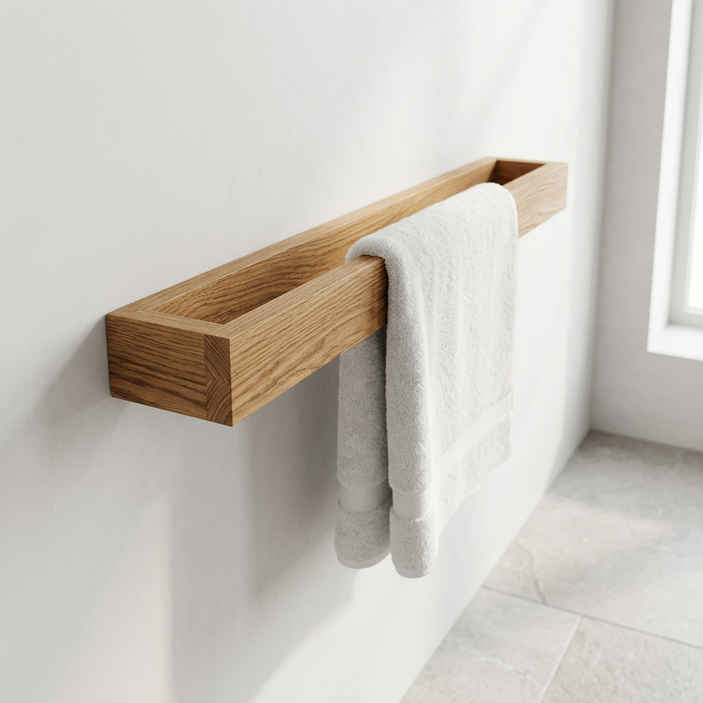 Solid Oak Wall Towel Rail