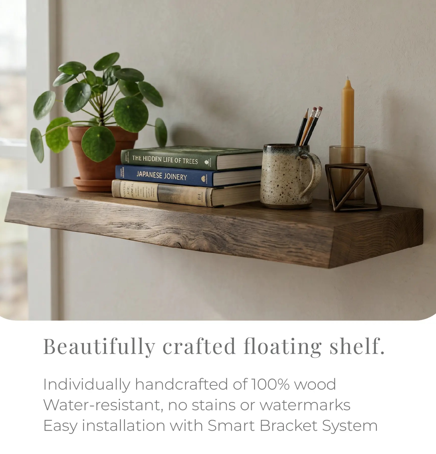 Oak Floating Shelf — Natural Edge