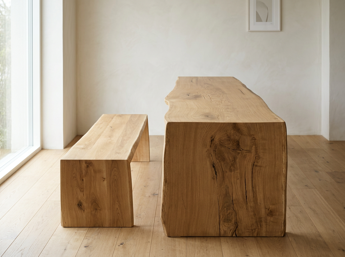 Saaga Live-Edge Oak Table & Bench