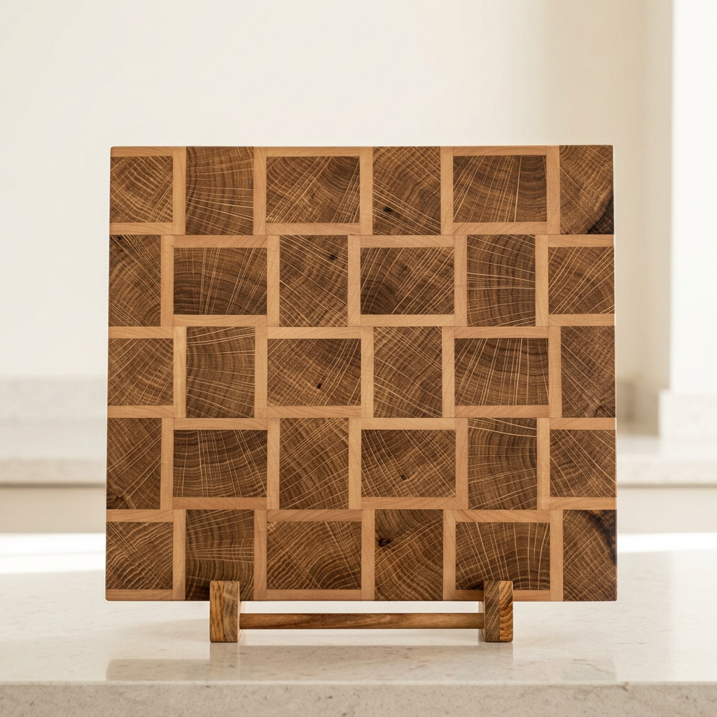 End-Grain Oak Cutting Board — Brick Pattern