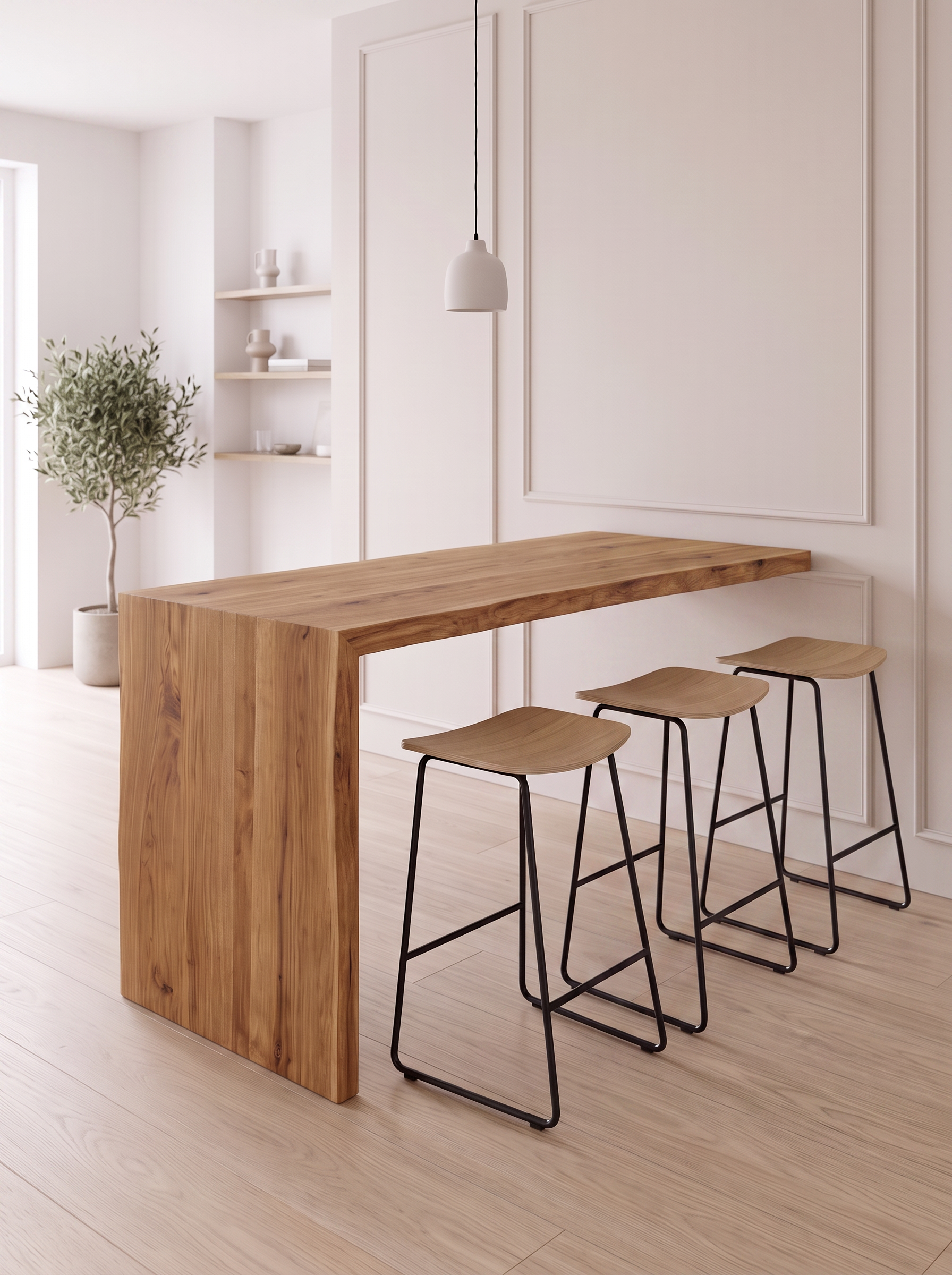 Waterfall High Oak Dining Table