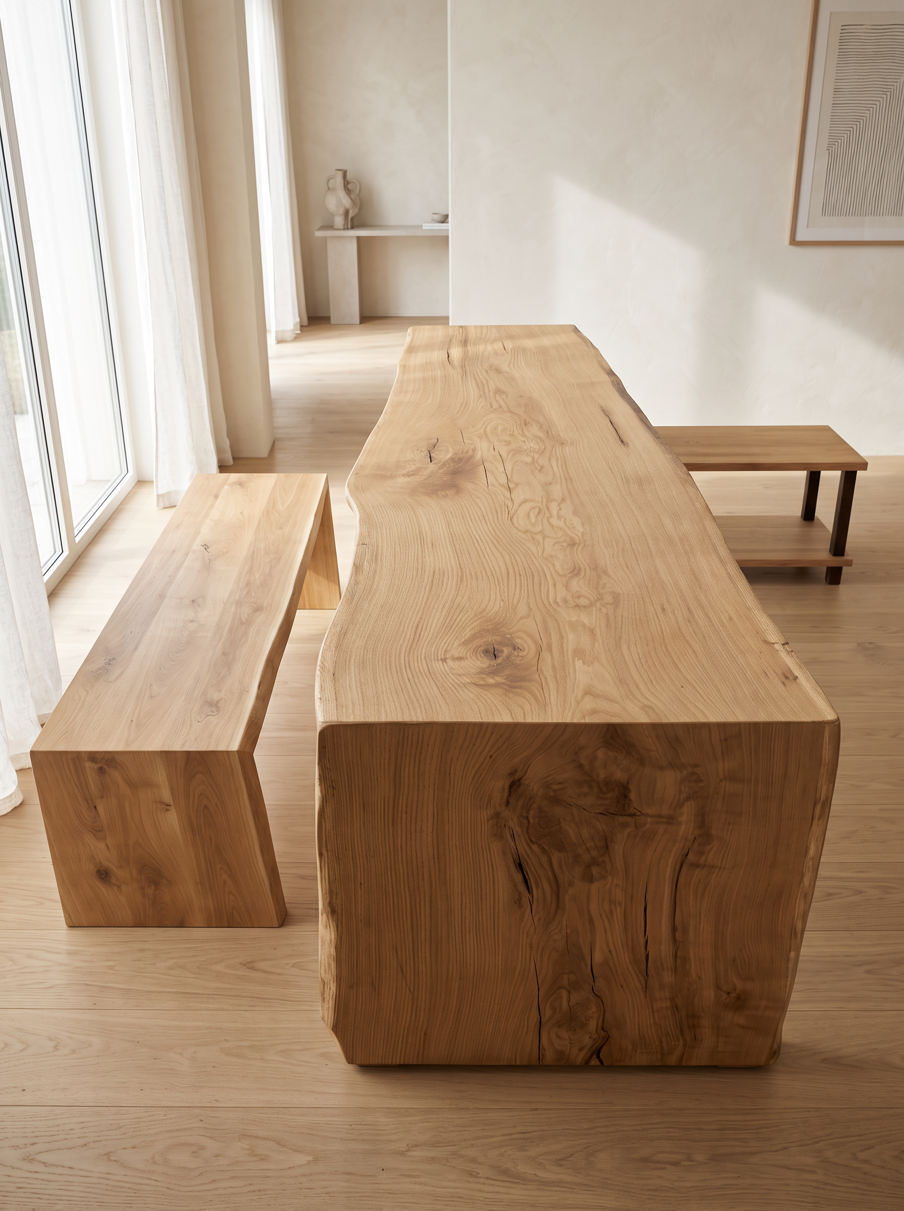 Saaga Live-Edge Oak Table & Bench